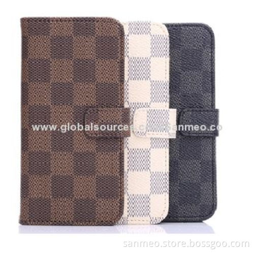 Leather case for iPhone 6, comfortable waterproof, trellis design wallet with photo frameNew